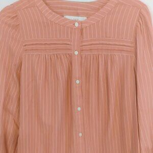 LOFT Pink Pinstripe Button Down Blouse in Size S